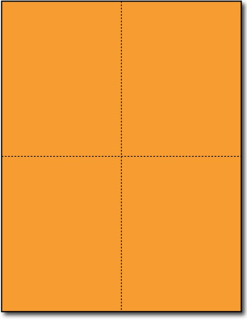Brigtht Orange 4-Up Postcards, measure (4 1/4" x 5 1/2") , compatible  with copier, Inkjet and laser, Matte Both sides