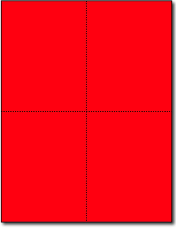 4 Microperforated Rocket Red Postcards on an 8 1/2" x 11" Sheet.