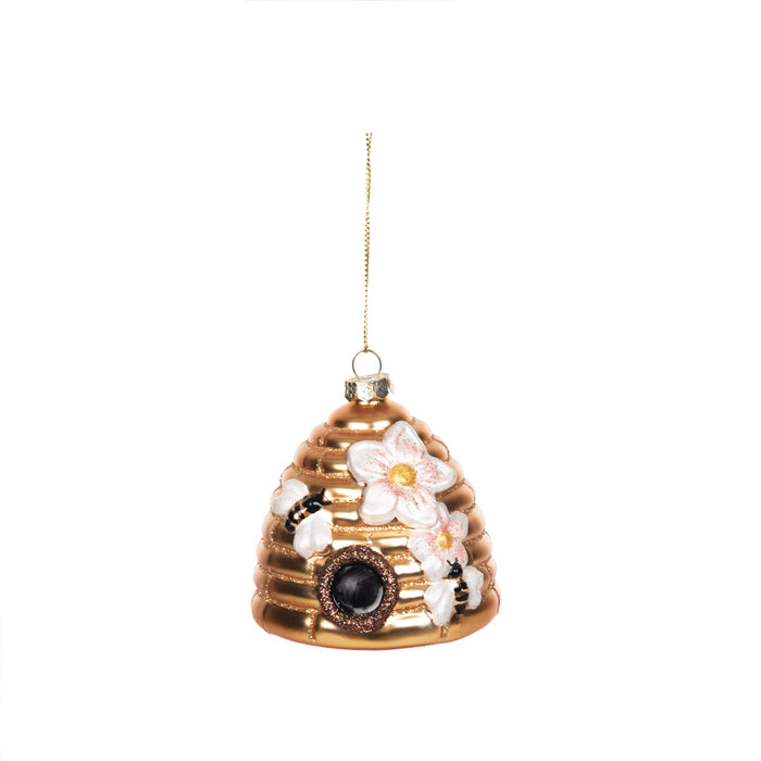 A Blown Glass Beehive Ornament.