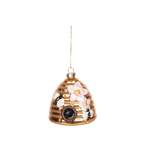 A Blown Glass Beehive Ornament.