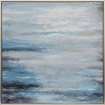 Blue Morning Hand-Painted Canvas Artwork Oil Painting 50 x 50 - Framed - Art - - Greathouse