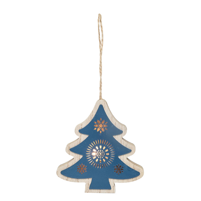 A Blue Tree LED Ornament.