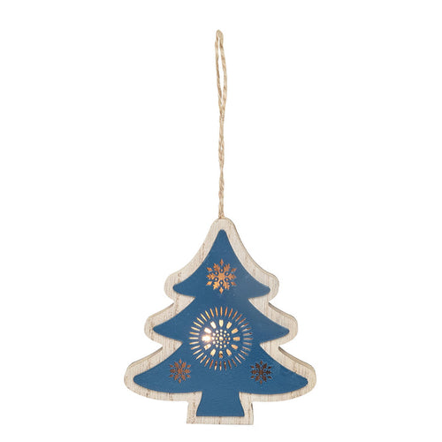 A Blue Tree LED Ornament.