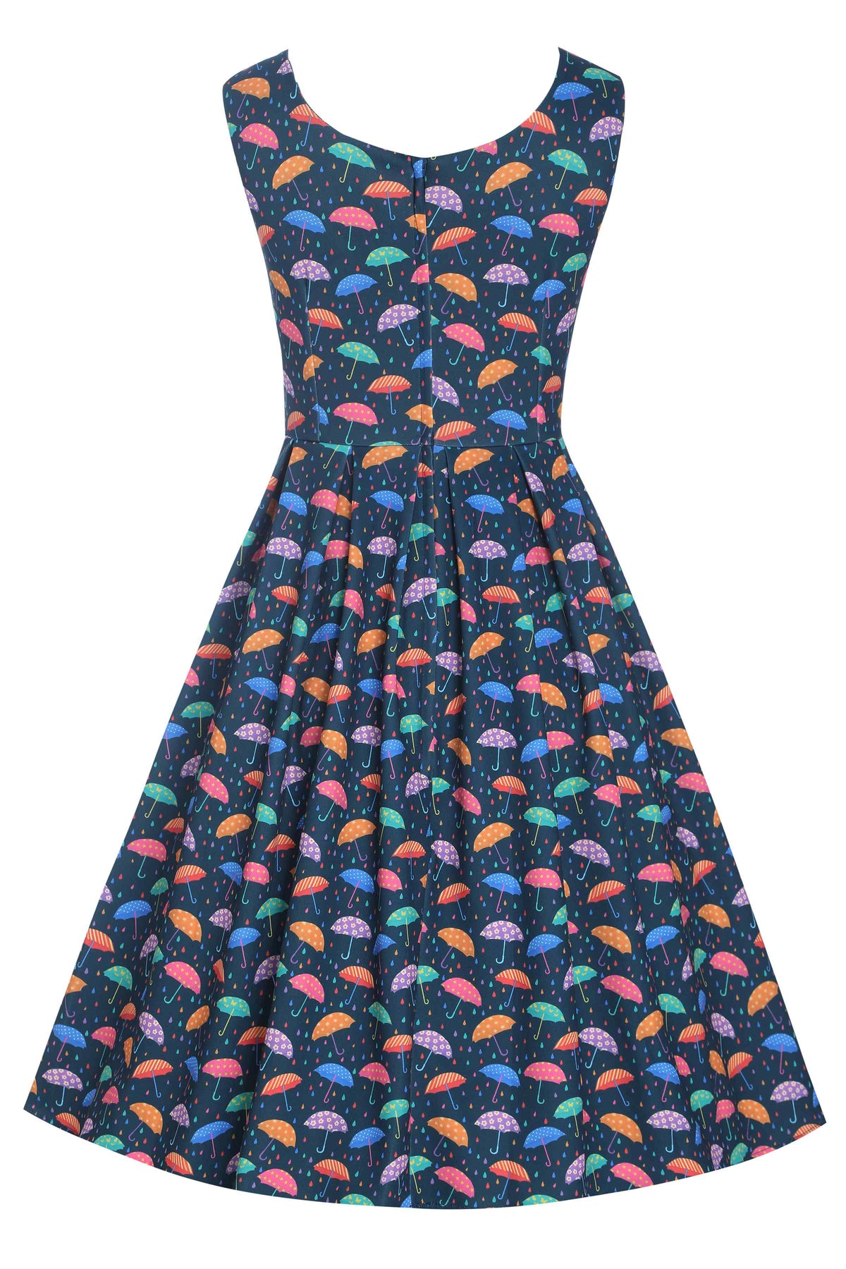 Amanda Blue Umbrella Print Swing Dress