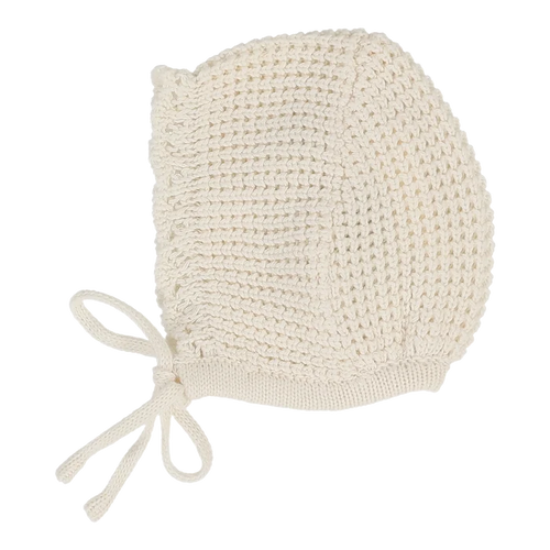 bonnet chunky knit - cream scallop