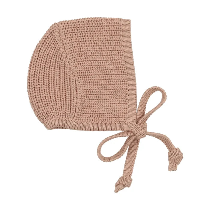 bonnet chunky knit - dusty pink