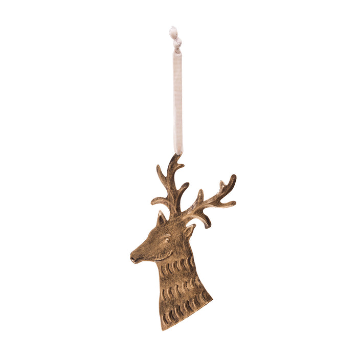 A Brass Metal Reindeer Ornament.