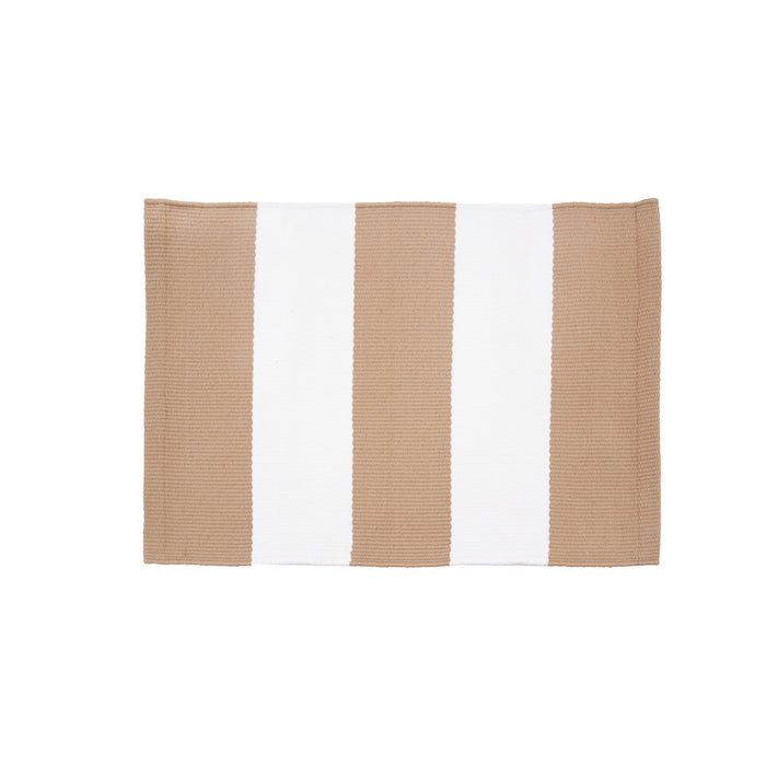 Cabana Stripes Indoor Outdoor Table Linens table linens displayed as a coordinated tabletop setting.