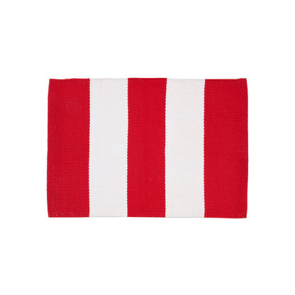 Cabana Stripes Indoor Outdoor Table Linens table linens displayed as a coordinated tabletop setting.
