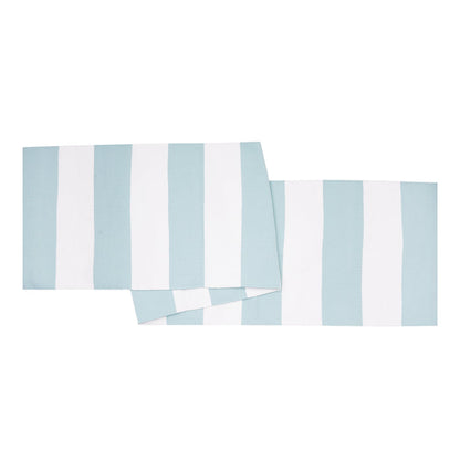 Cabana Stripes Indoor Outdoor Table Linens table linens displayed as a coordinated tabletop setting.