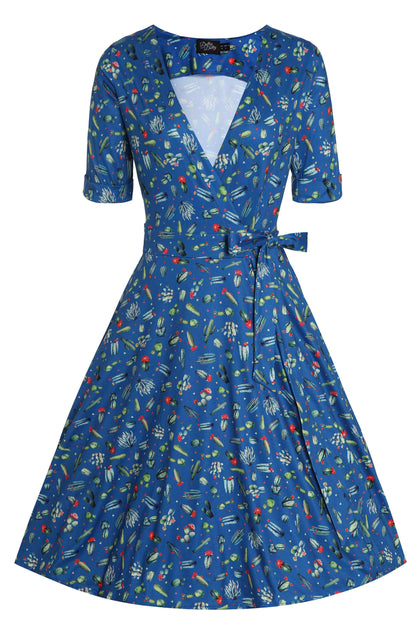 Matilda Cactus Blue Wrap Dress