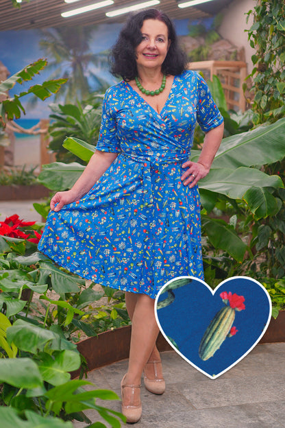 Matilda Cactus Blue Wrap Dress