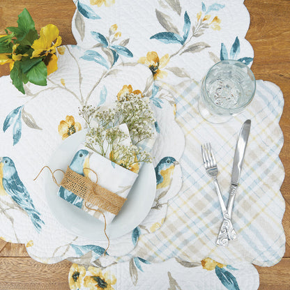 Calix Bluebird Table Linens table linens displayed as a coordinated tabletop setting.