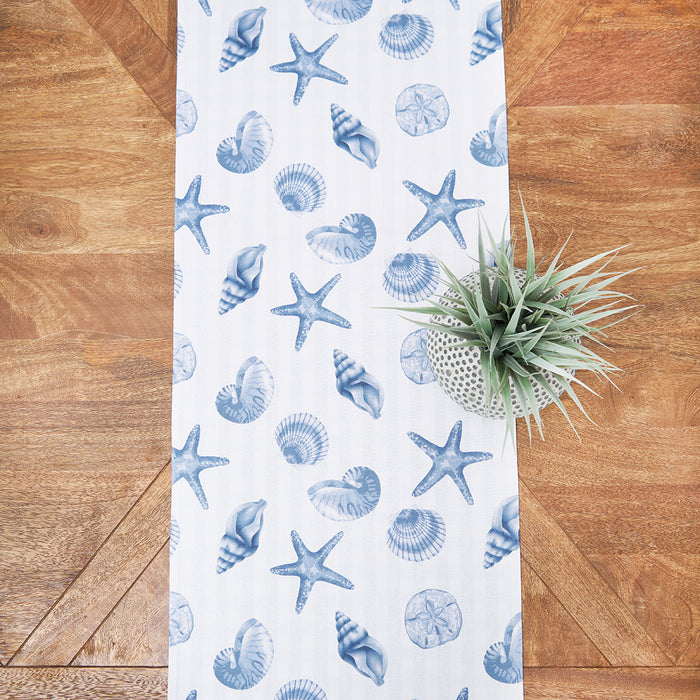 Calming Seas Table Linens table linens displayed as a coordinated tabletop setting.