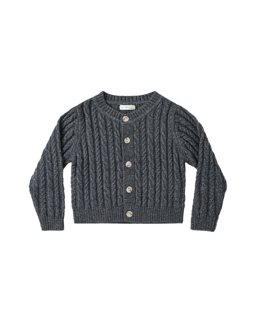 cardigan heathered cable knit - midnight