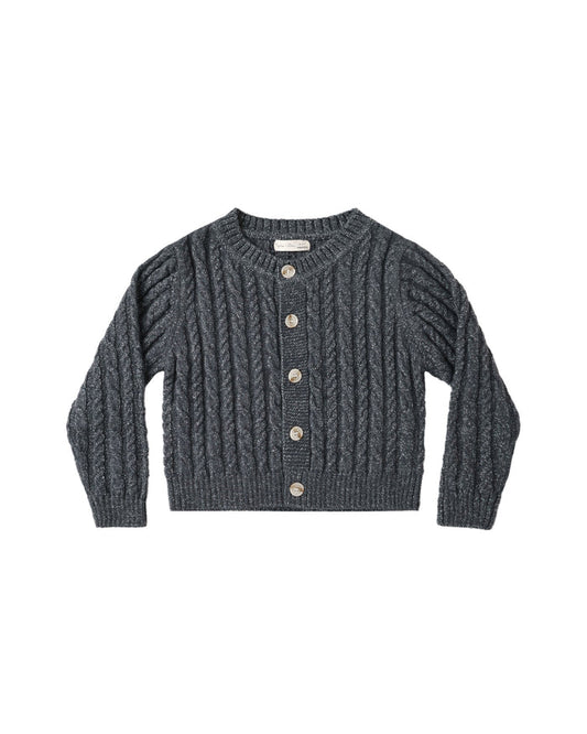 cardigan heathered cable knit - midnight