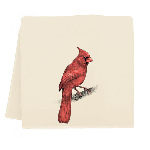 Tea Towel with image of a red cardinal on it