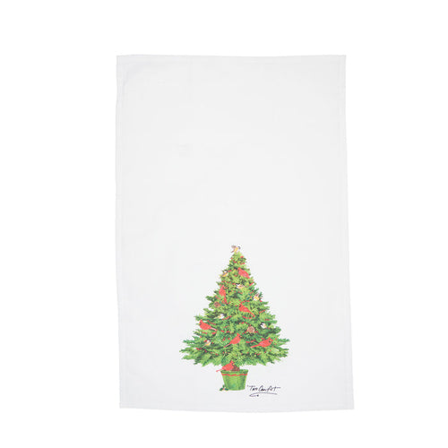A Cardinal Yuletide Tree Printed Kitchen Towel.