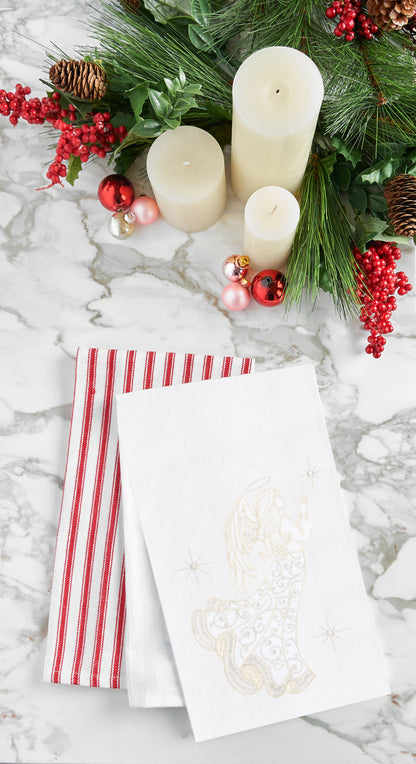 A Champagne Praying Angel Flour Sack Kitchen Towel.