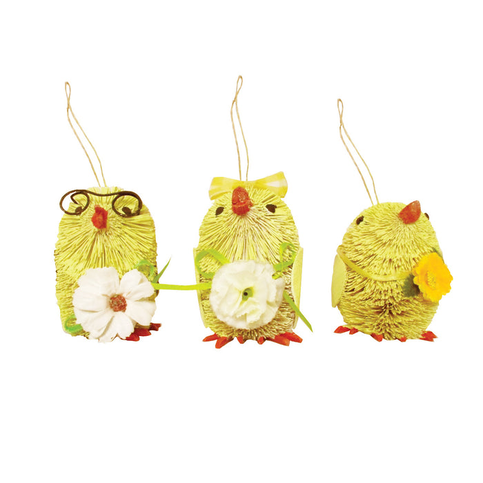 A Chick Bottlebrush Ornament, Set of 3.