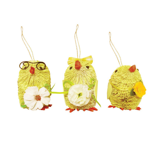 A Chick Bottlebrush Ornament, Set of 3.