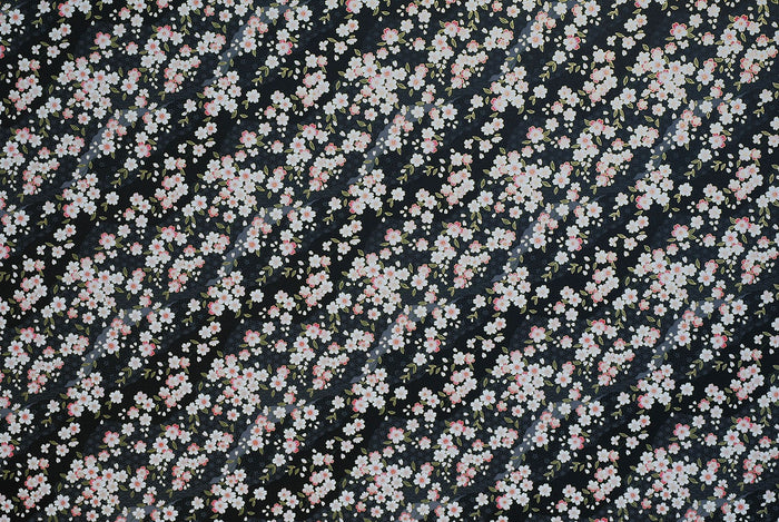 Chiyogami Cherry Blossom Pink & White on Black - NEW