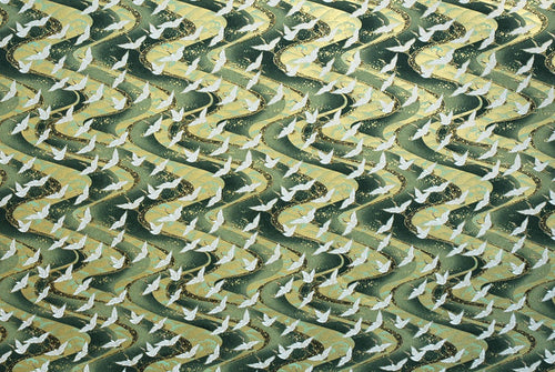 Chiyogami Crane Migration Green -- NEW