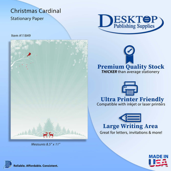 Christmas Cardinal - Holiday Letterhead - 70lb Text