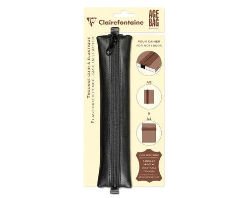 Clairefontaine- Leather Pencil Case w/ Elastic Strap