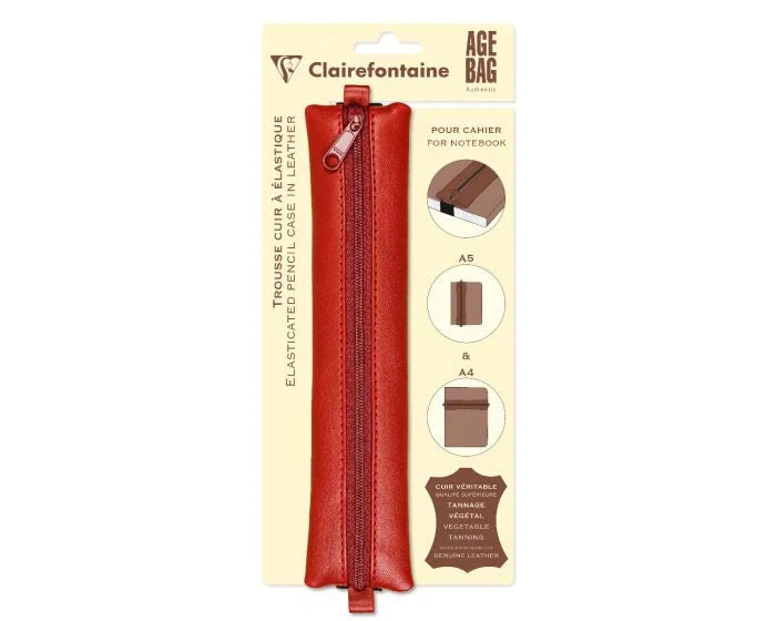 Clairefontaine- Leather Pencil Case w/ Elastic Strap