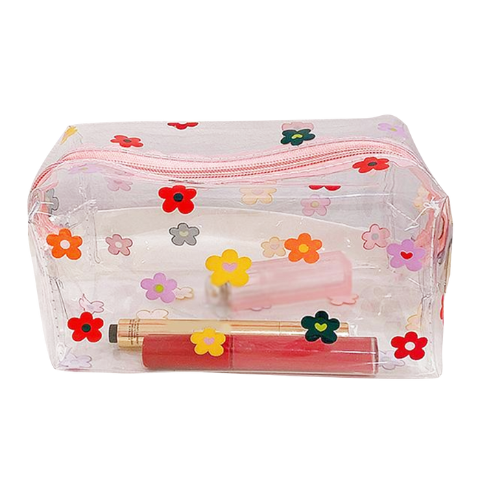 Clear Floral Makeup Bag