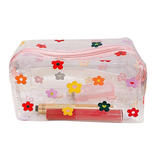 Clear Floral Makeup Bag