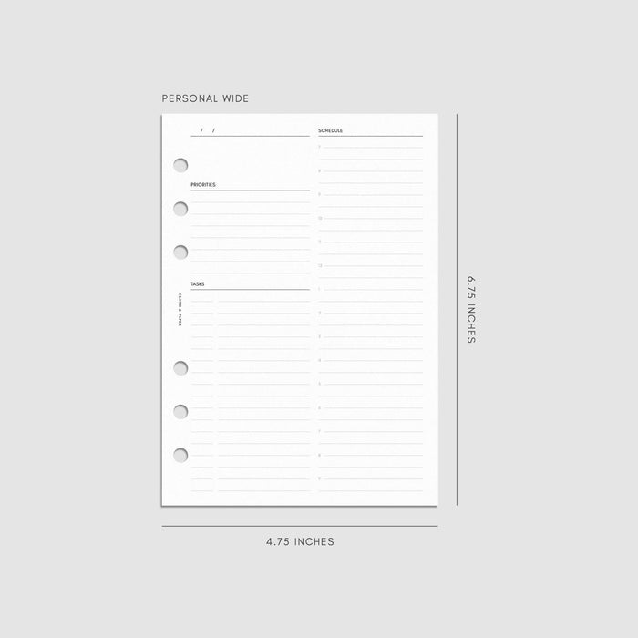 Cloth & Paper - Undated Daily Planner Inserts | Refreshed Layout
