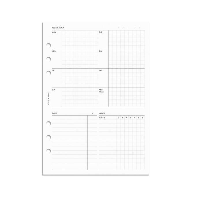 Cloth & Paper - Weekly Admin Planner Inserts | Monday Start