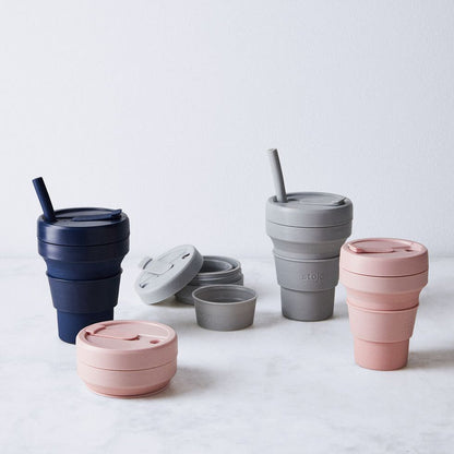Collapsible Reusable 16 oz Tumbler In Grey