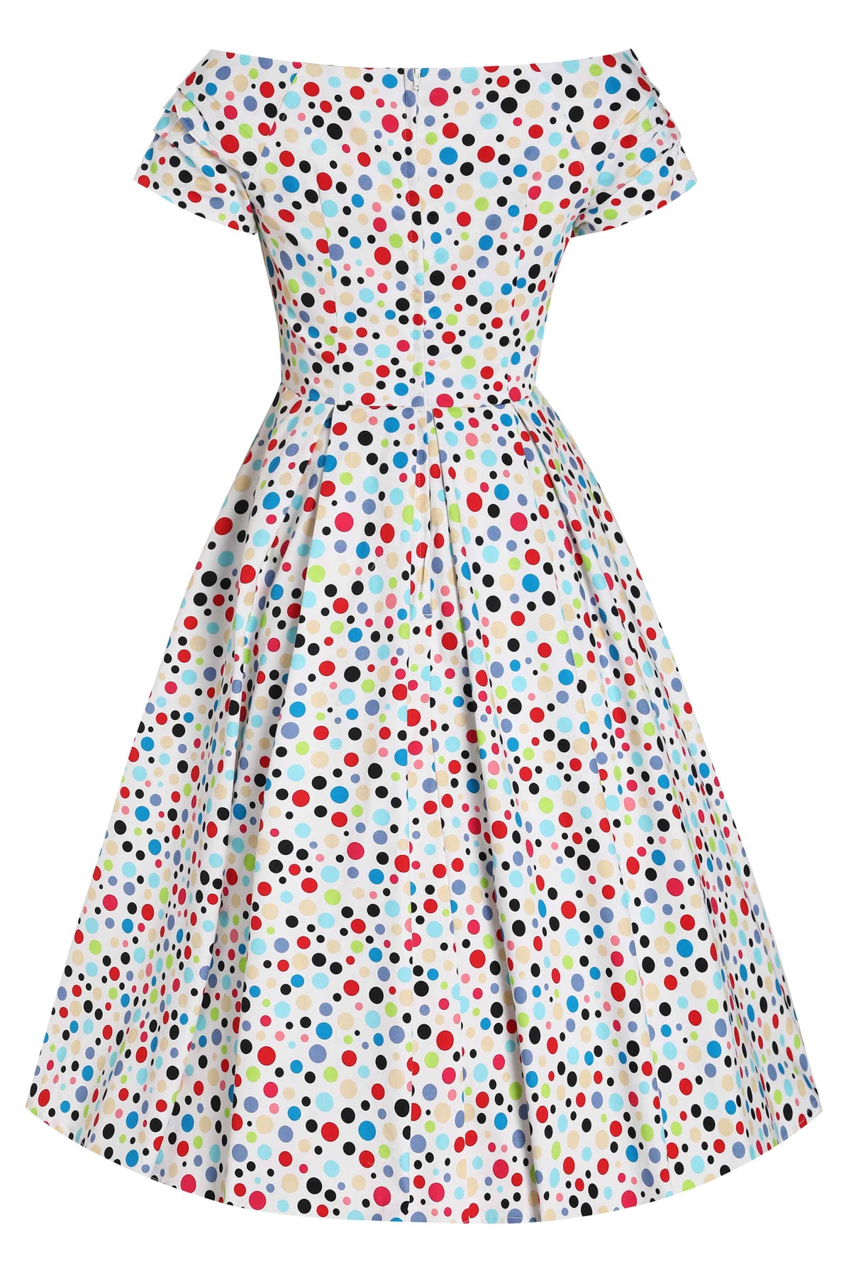 Lily Colourful Polka Dot Off Shoulder Dress