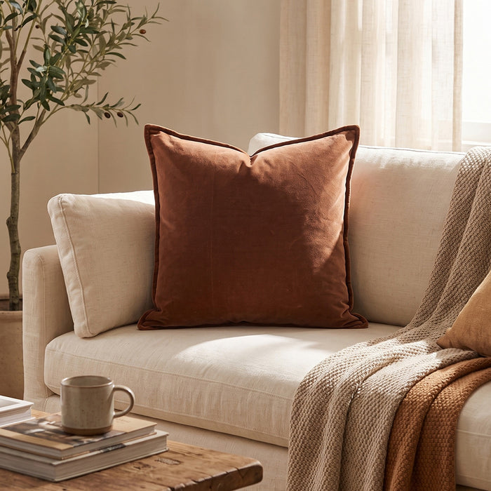 Cotton Velvet Pillow - Dark Brown