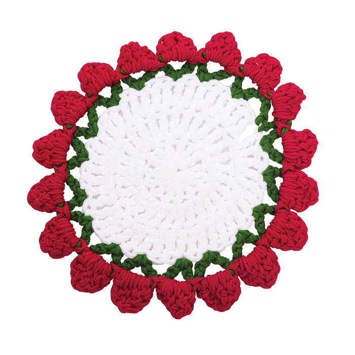 A Crochet Strawberry Doily.