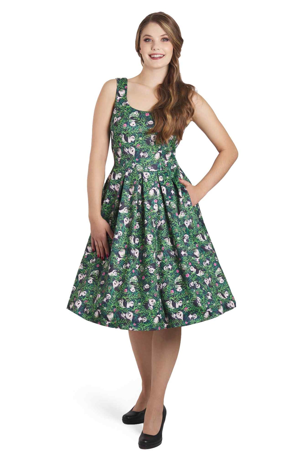 Amanda Panda & Bamboo Forest Print Swing Dress