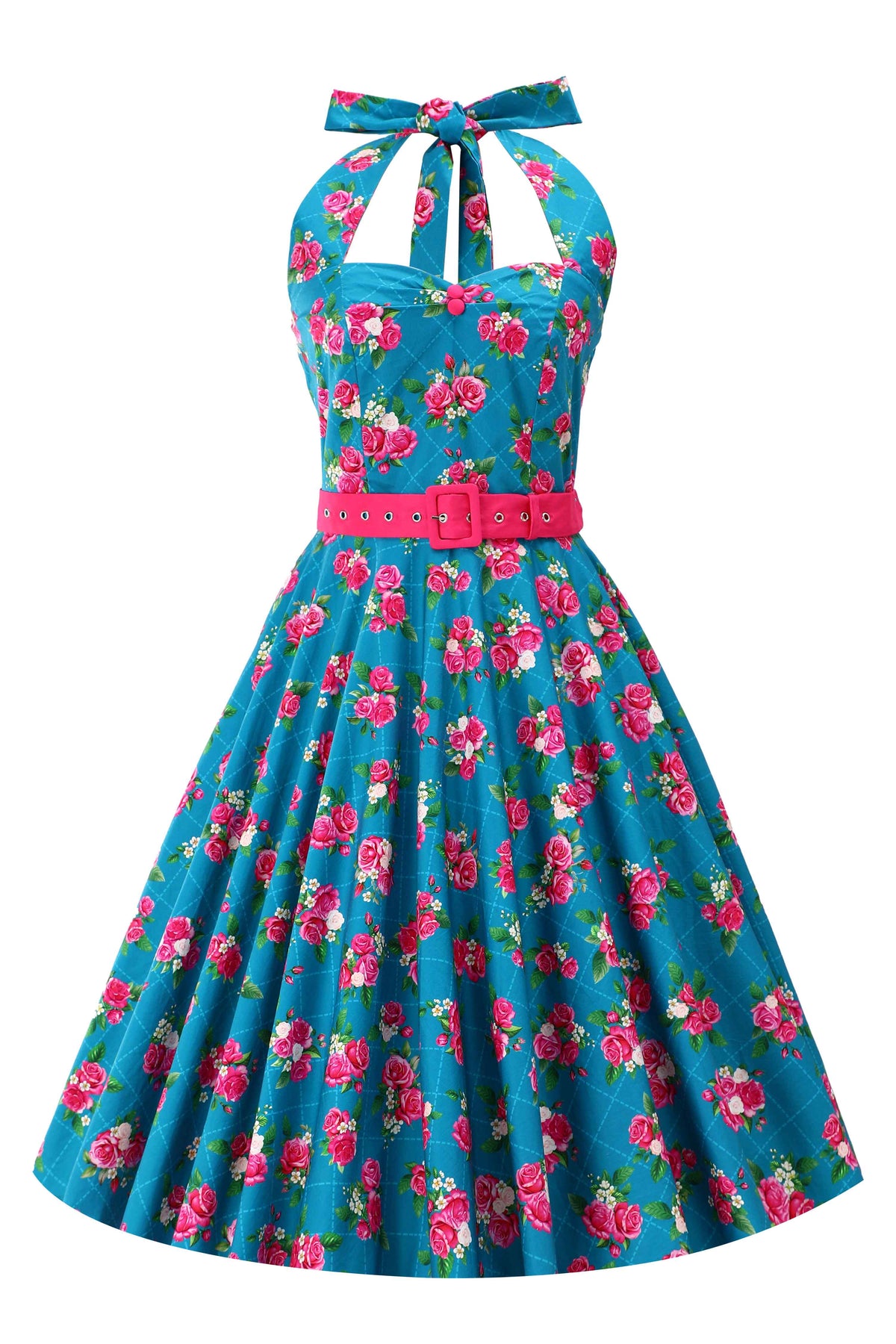 Daisy Fifties Style Rose Halter Dress
