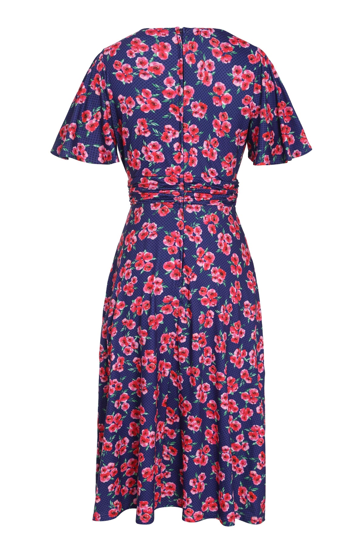Donna Dark Blue Floral Tea Dress