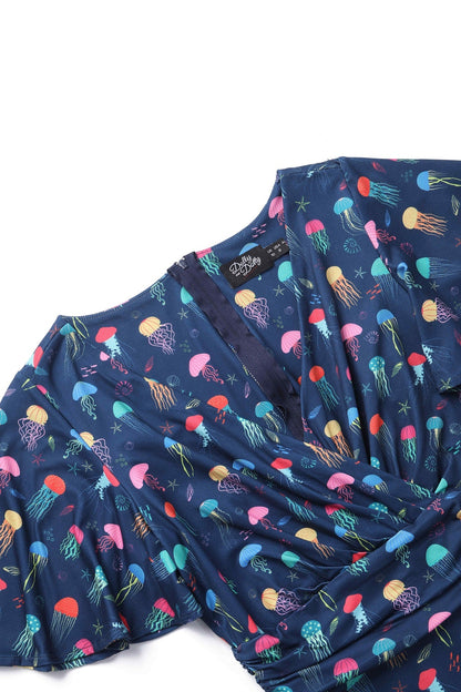 Donna Dark Blue Jellyfish Tea Dress