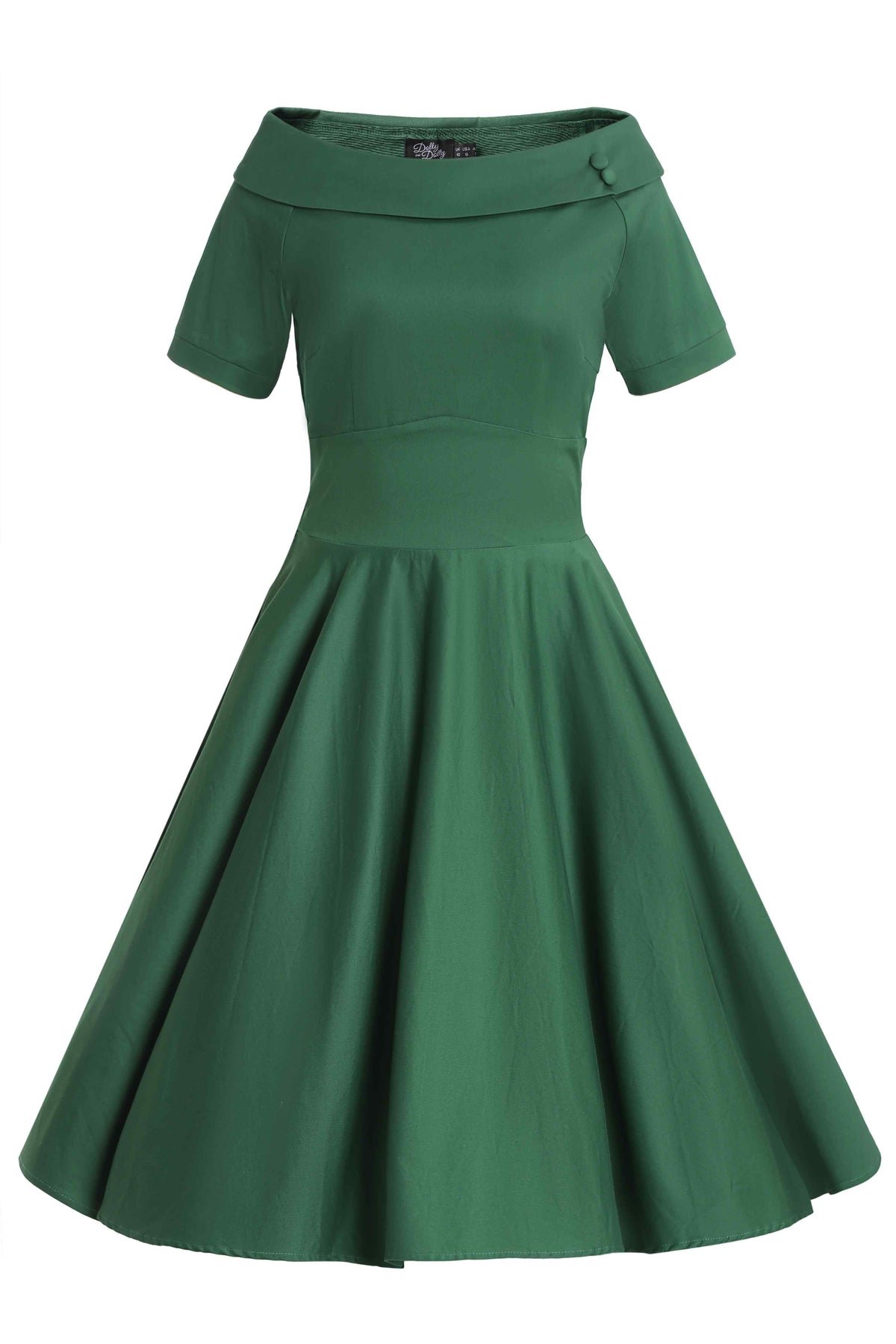 Darlene Green Roll Collar Circle Dress