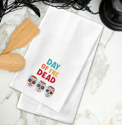 A Day of The Dead Skull Trio Waffle Weave Kitchen Towel.
