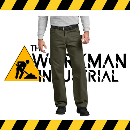 Dickies relaxed fit sanded duck carpenter pants in moss.