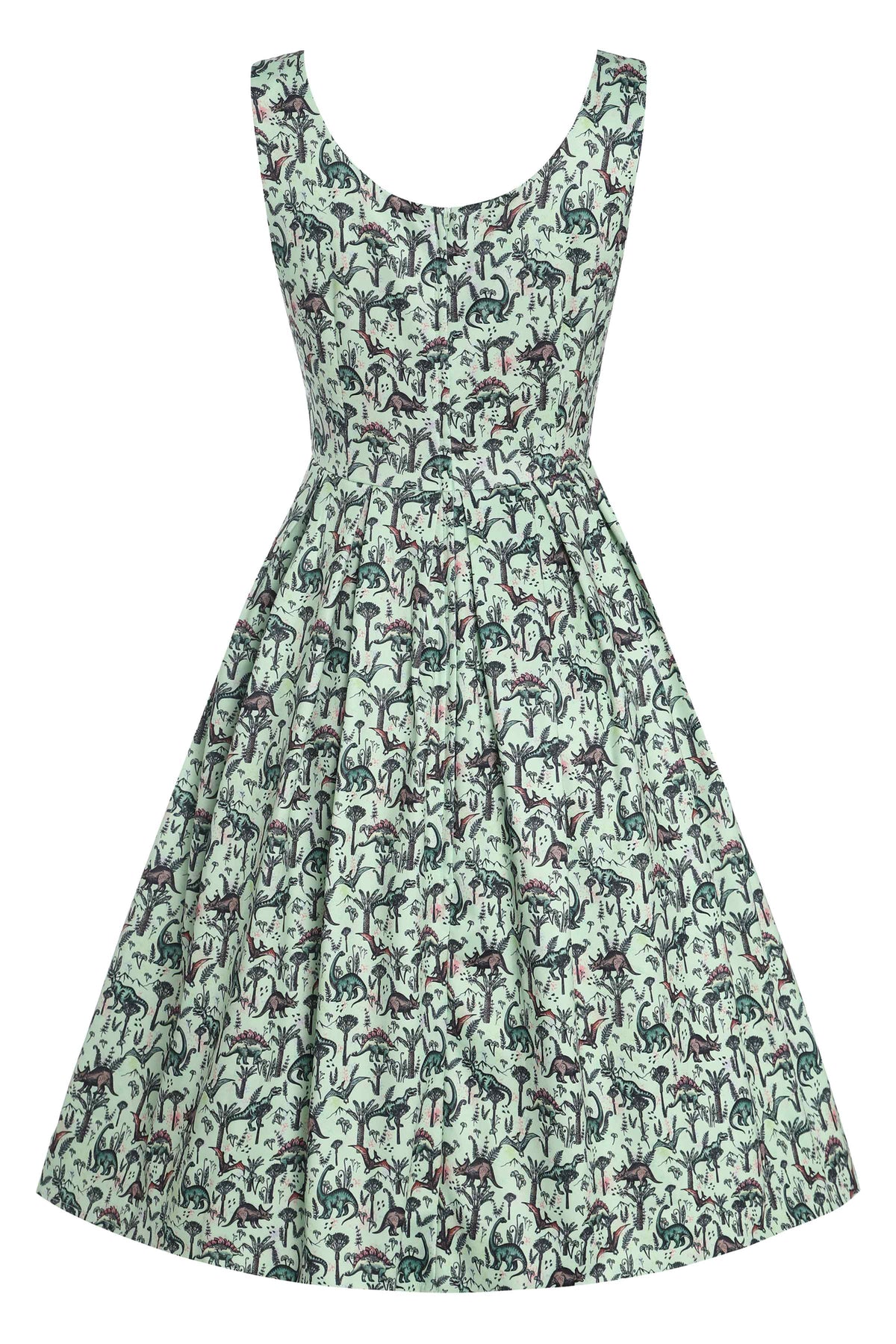 Amanda Dinosaur Green Flared Dress