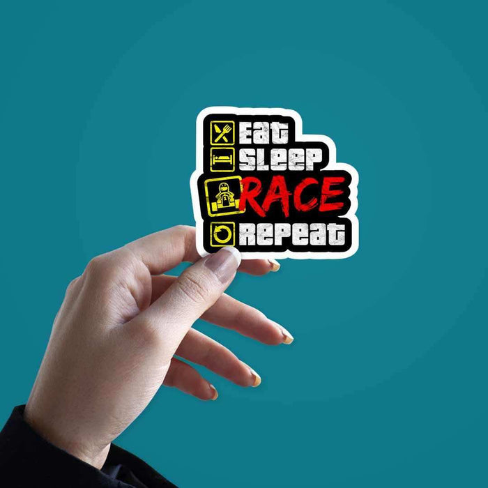 Eat Sleep Race Repeat Sticker - Stickers | STICK IT UP