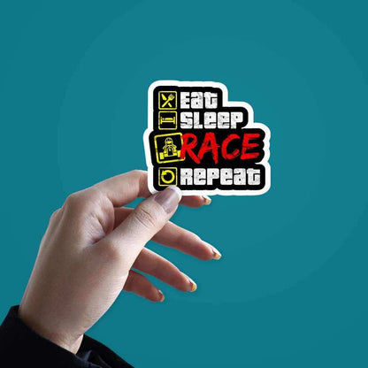 Eat Sleep Race Repeat Sticker - Stickers | STICK IT UP
