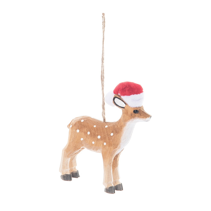 A Fawn Santa Hat Ornament.