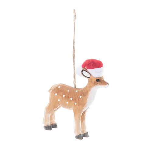 A Fawn Santa Hat Ornament.